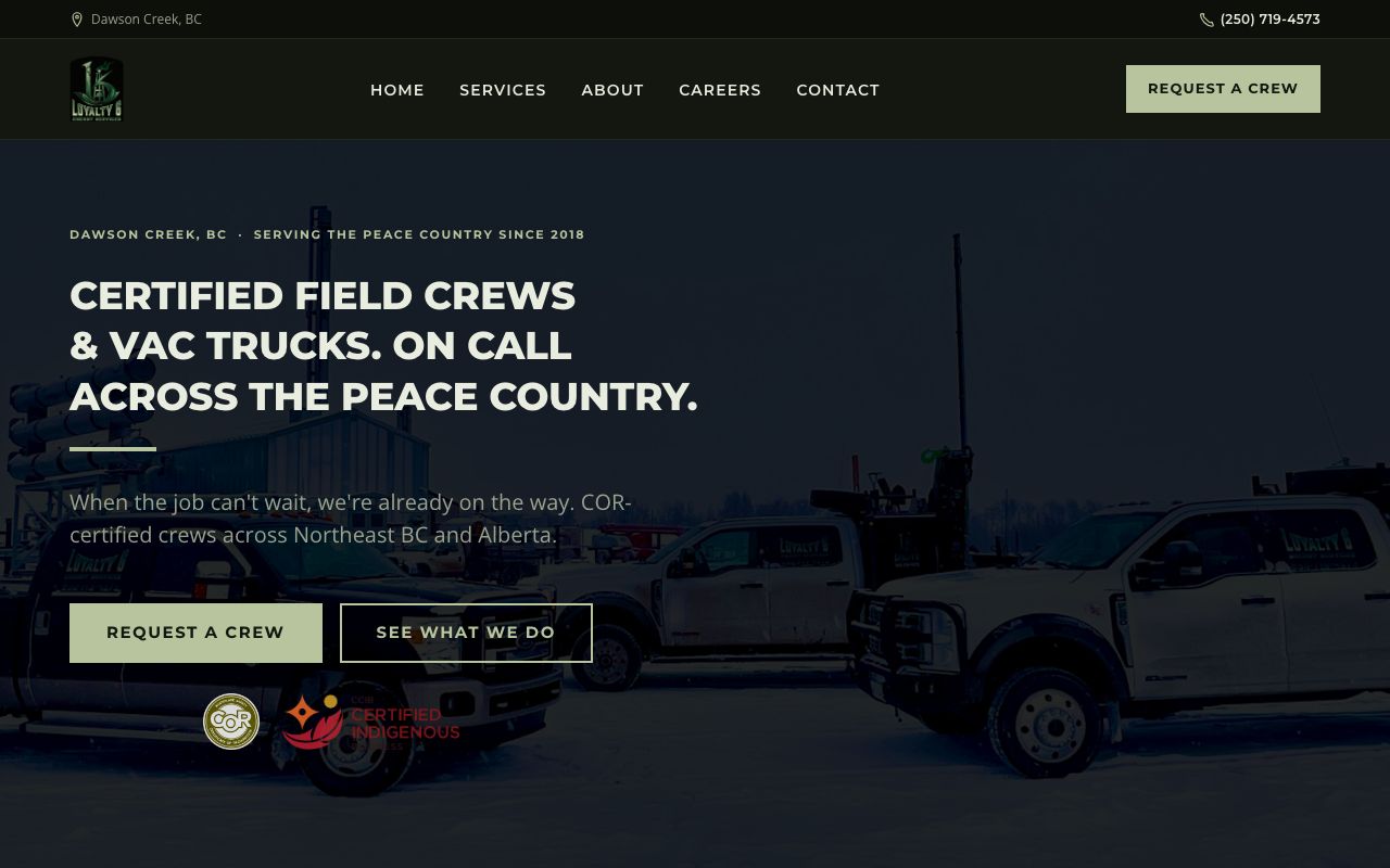 Loyalty 6 Energy Services — redesigned website